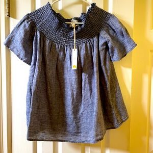 NWT C@C California Blue 100% Linen blouse.